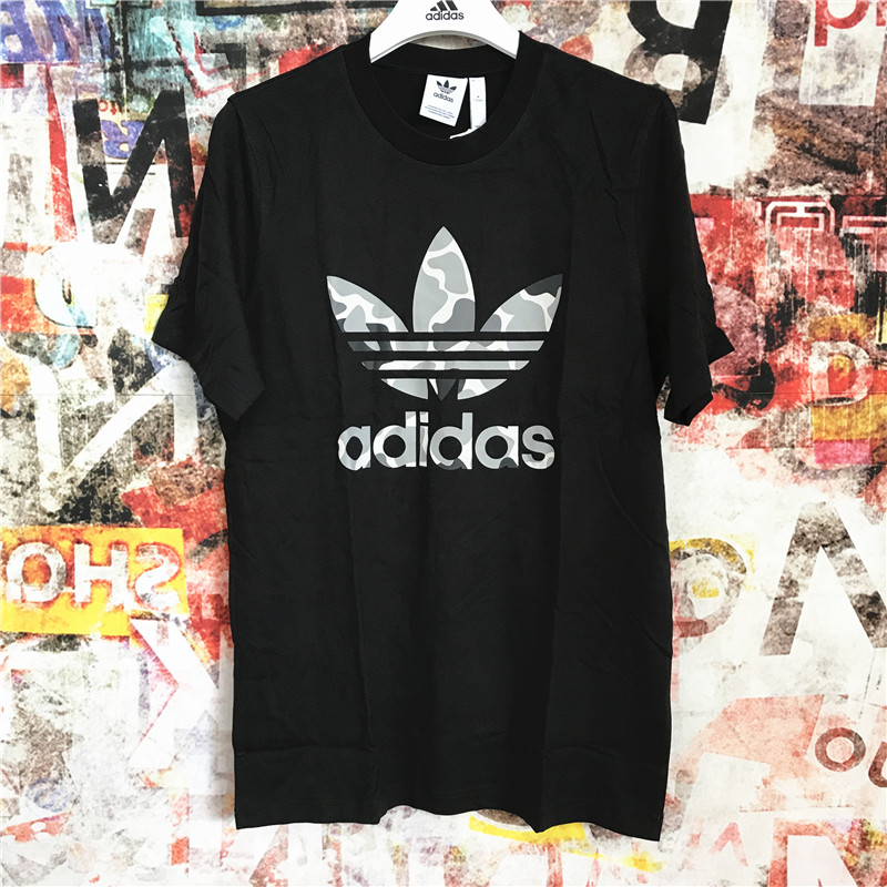 Original Adidas Camouflage Trefoil T-shirt White/Black DH4767 DH4779 Summer Tees