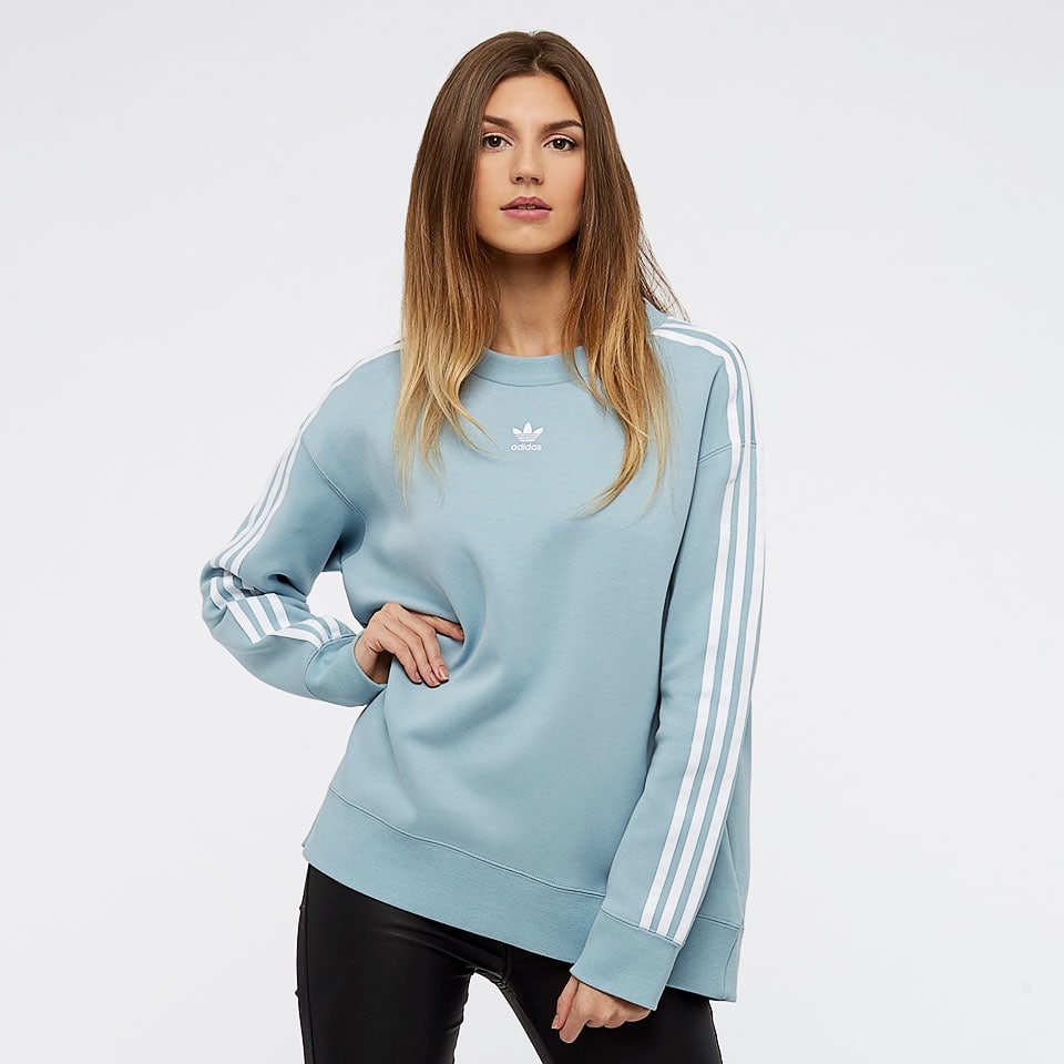 Adidas CE2433 Women Originals Crew Sweater LS Shirt Blue Adicolor Sweatshirts