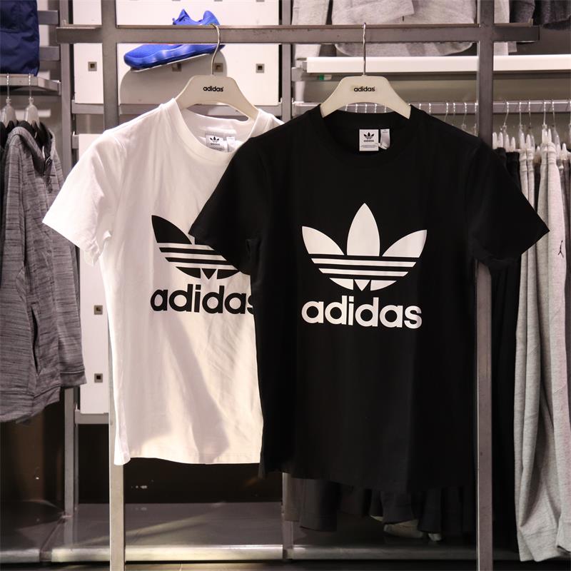 Adidas Originals Womens Trefoil Tees Black Short Sleeve CV9888 Sport Tees