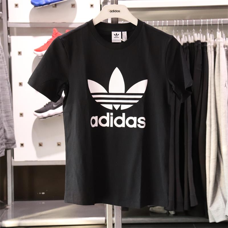 Adidas Originals Womens Trefoil Tees Black Short Sleeve CV9888 Sport Tees