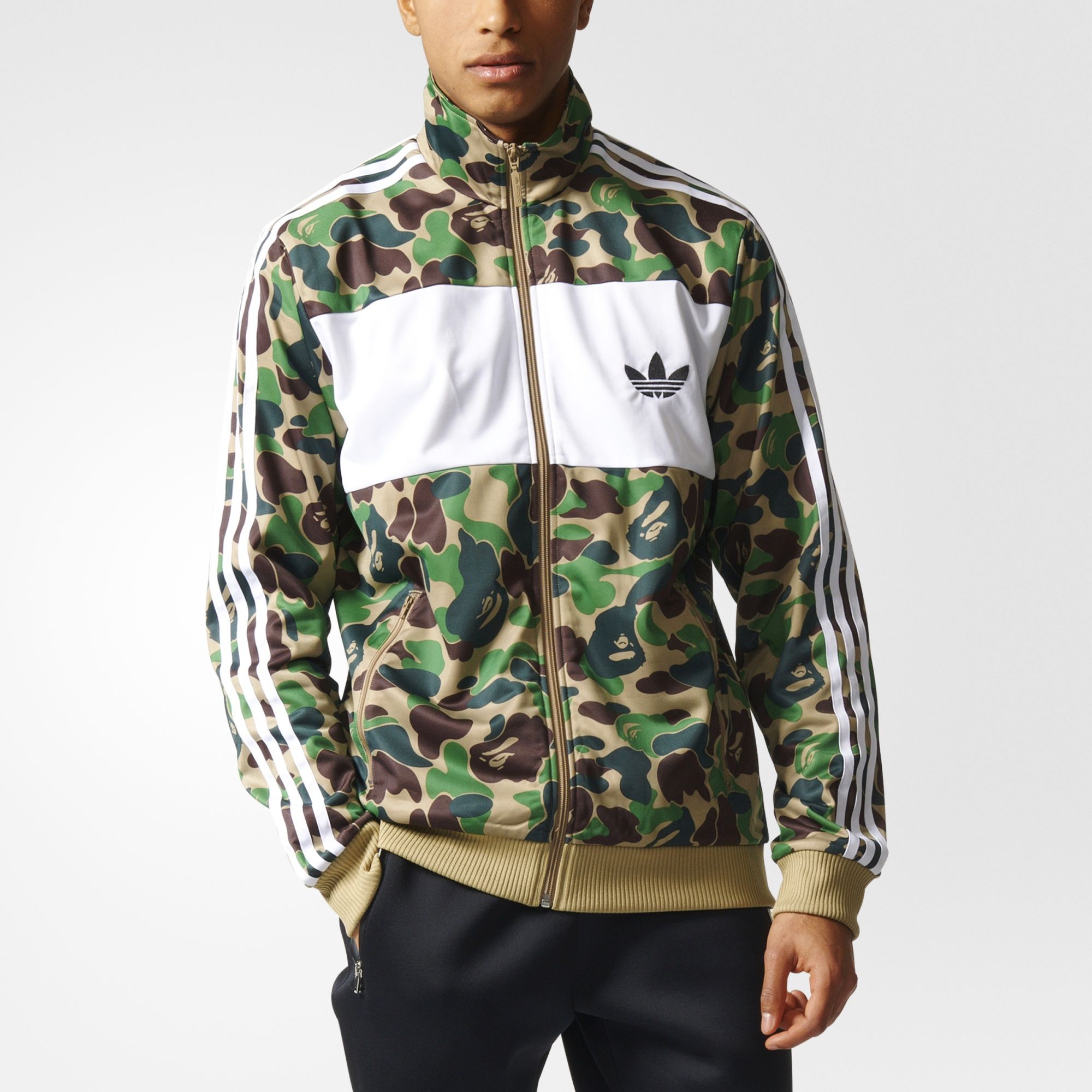 Original Adidas X Bape Firebird Track Jacket BK4569 Green Camo Bape Zip Jacket