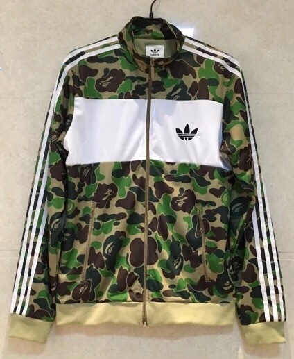 Original Adidas X Bape Firebird Track Jacket BK4569 Green Camo Bape Zip Jacket