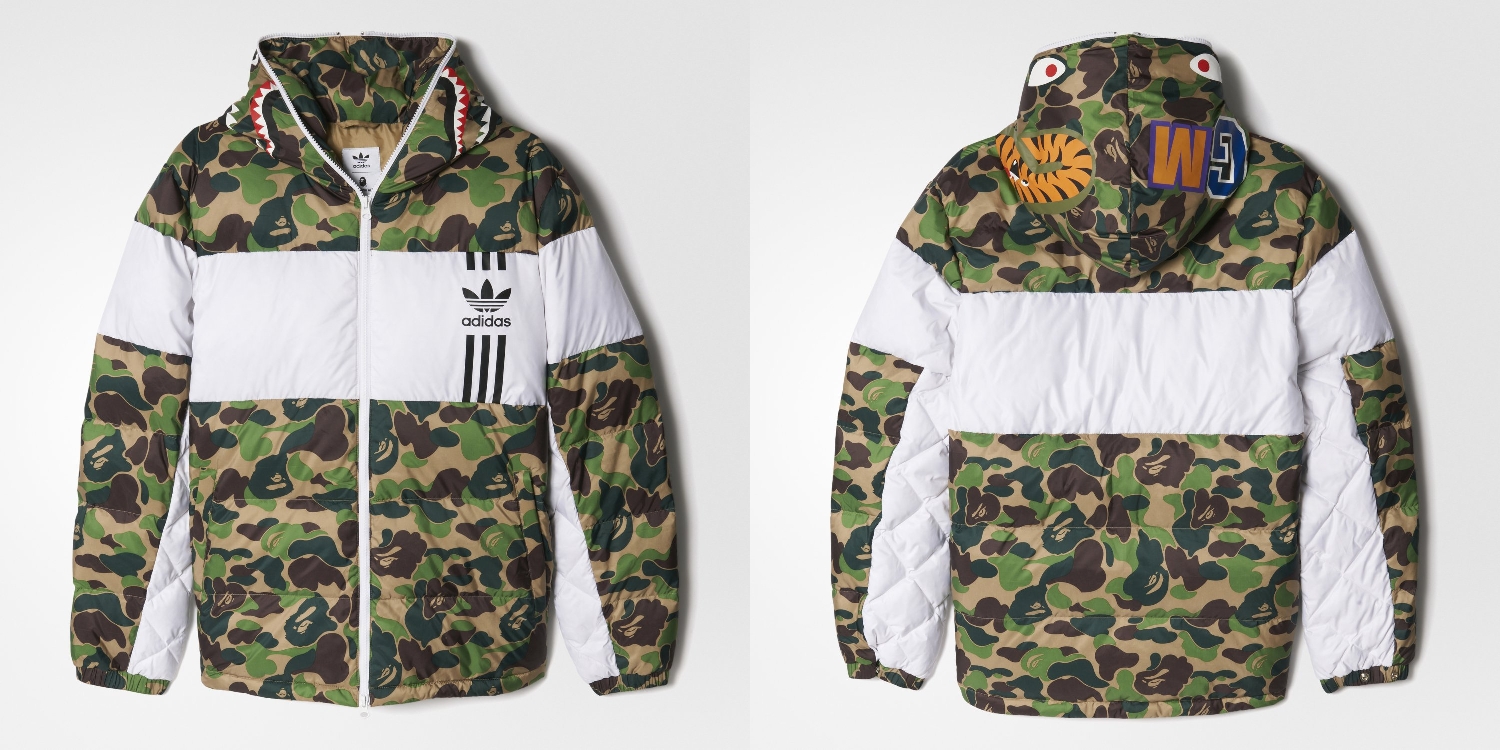Original Adidas Mens ID96 Down Bape Jacket BK4568 Camo Shark WGM Bathing APE DS Hoodie