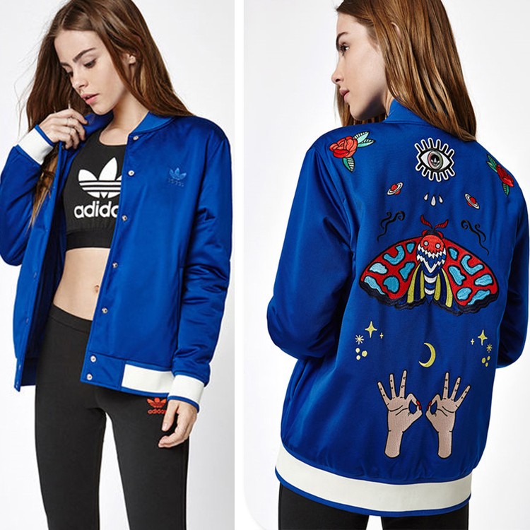 Adidas Embellished Arts Bomber Jacket CV9425 Royal Blue Zip Track Top Jacket