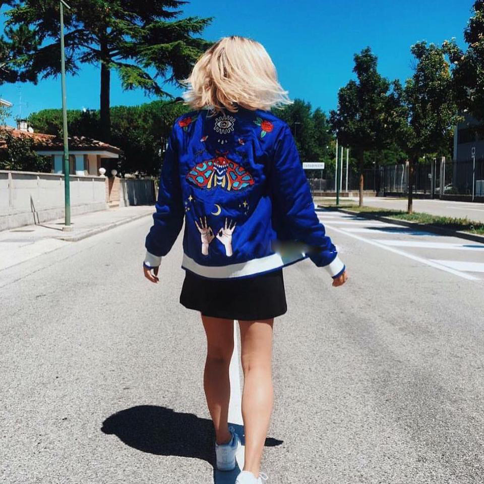 Adidas Embellished Arts Bomber Jacket CV9425 Royal Blue Zip Track Top Jacket