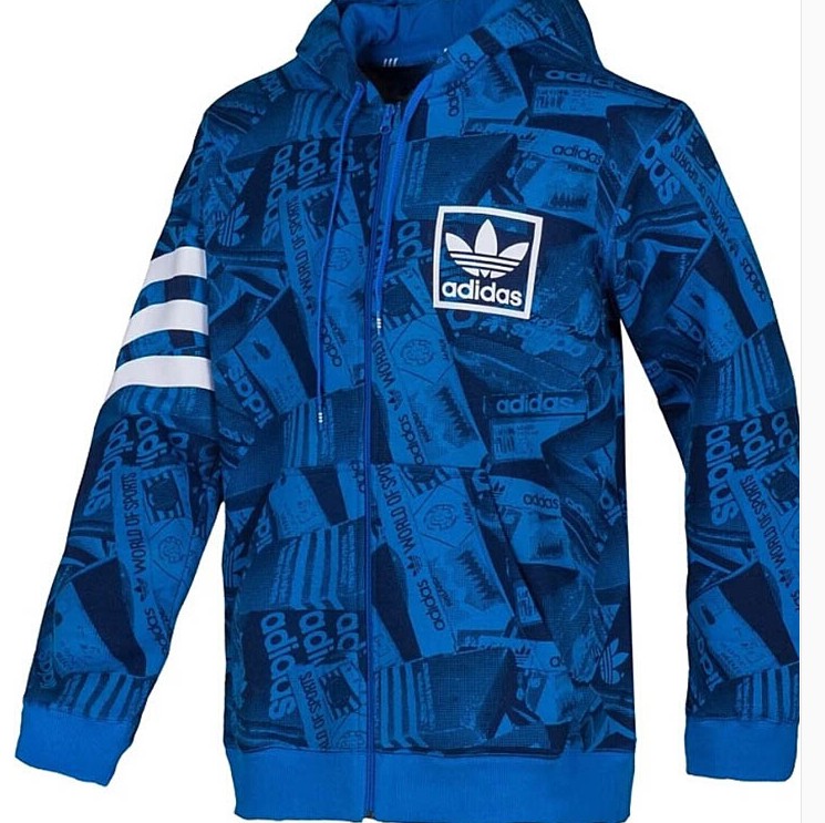 Adidas Originals Mens Zaketa S06972 Blue Jacket Foil Street Full Zip Hoodie