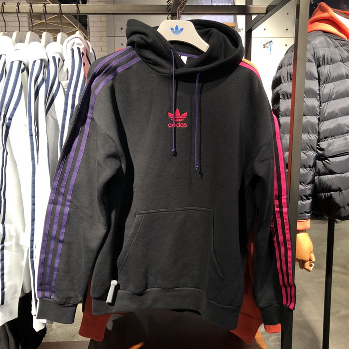 Adidas 3-Stripes Hoodie Black Sportive Sweatshirt EC3674 Hoody