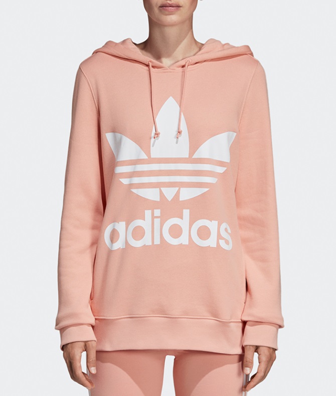 Adidas Womens Trefoil Hoodie DV2560 Adicolor Trefoil Pink Hoody