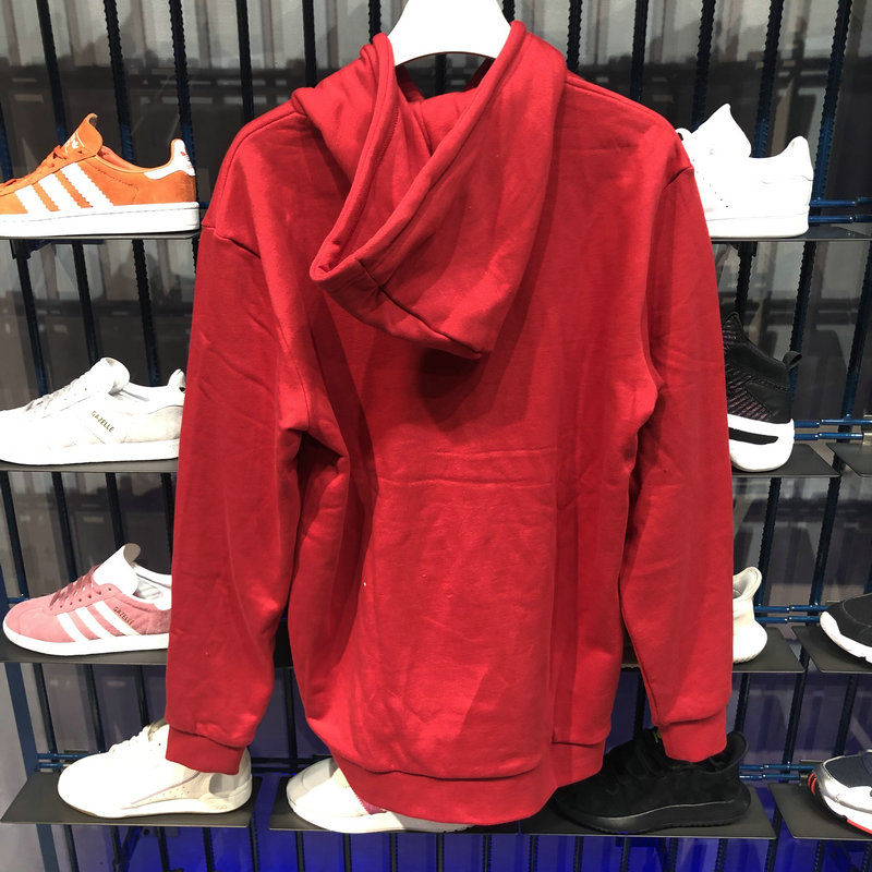 Adidas Original Mens Trefoil Red Hoodie DX3614 Popover Power Red Pullover Hoody