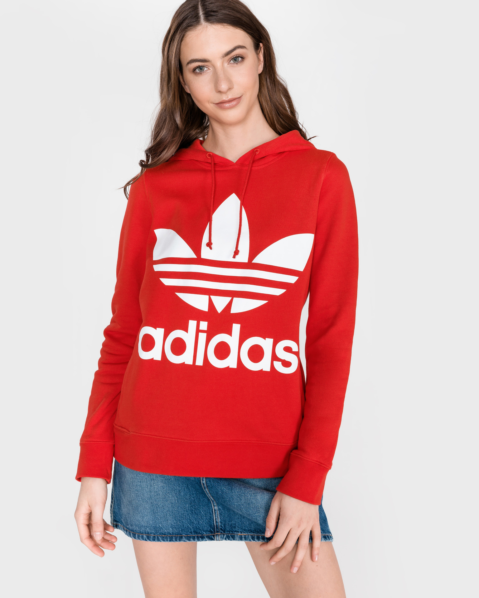 Adidas Womens V-Day Trefoil Hoodie Red FH8563 Pullover Hoody