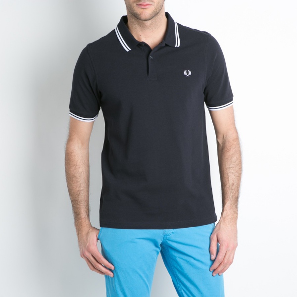 Original Mens Fred Perry Polo Tshirt UK FP Polo Shirt Black/White