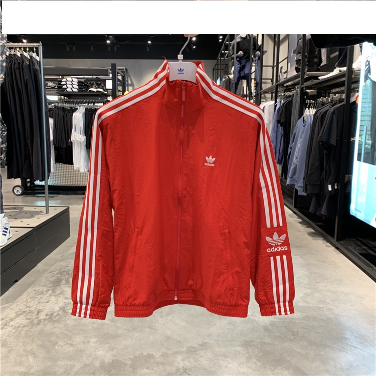 Adidas Original Womens Track Jacket ED7539 Red Three Stripes Lock Up TT Jacket