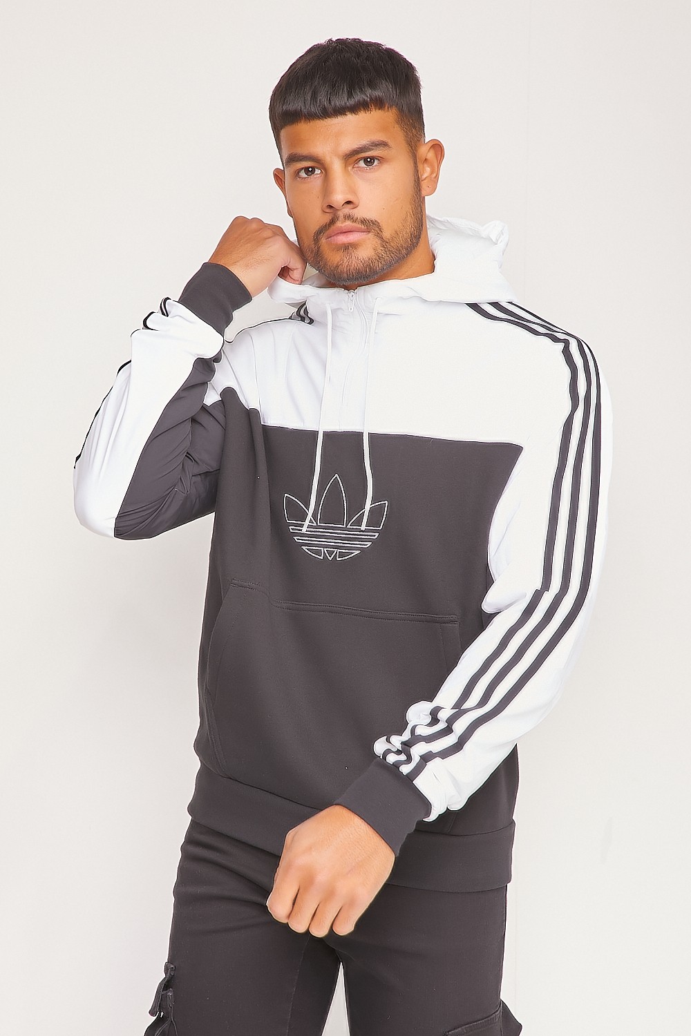 Adidas Original Mixed Hoodie Tracksuit ED6239 Sweatershirt With Pants ED6255 Black Jogger Pants Grey ED6258 Grey Pants