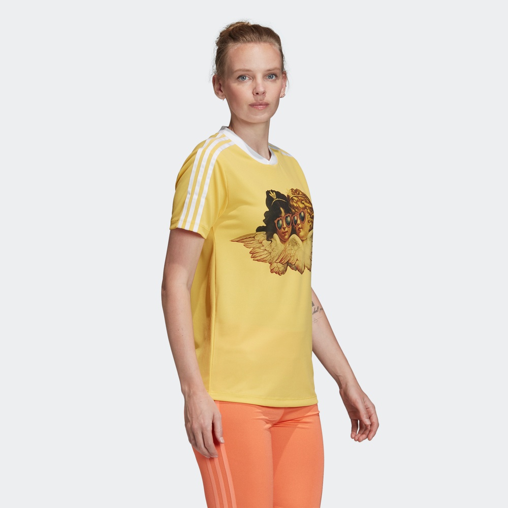 Adidas Womens Fiorucci Angels T-Shirt FL4139 White Fiorucci Graphic Tee Yellow FL4141 Tees C