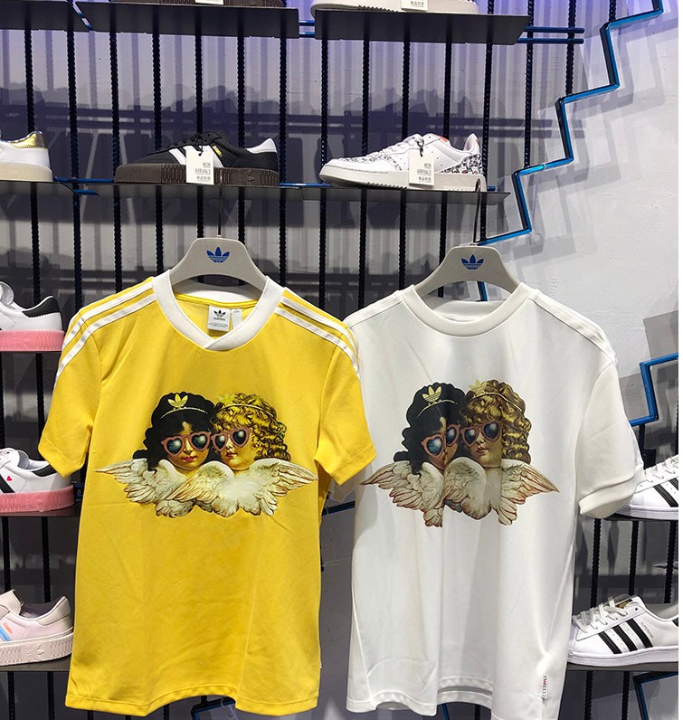 Adidas Womens Fiorucci Angels T-Shirt FL4139 White Fiorucci Graphic Tee Yellow FL4141 Tees C