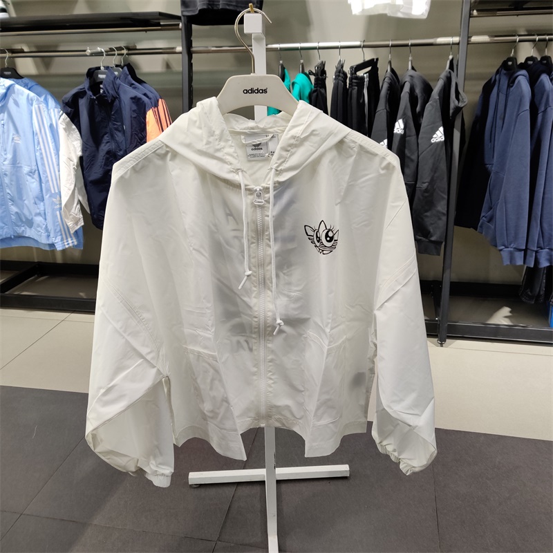 WOMEN ORIGINALS Adidas Graphic Sunscreen Windbreaker GK4980 White Jacket SUPER-SWEET LOOK Hoody C