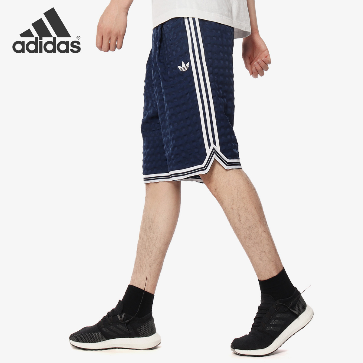 Original Adidas Mens Banyan Checkers Shorts DV3111 White Shorts  DV3112 Navy Summer Pants C