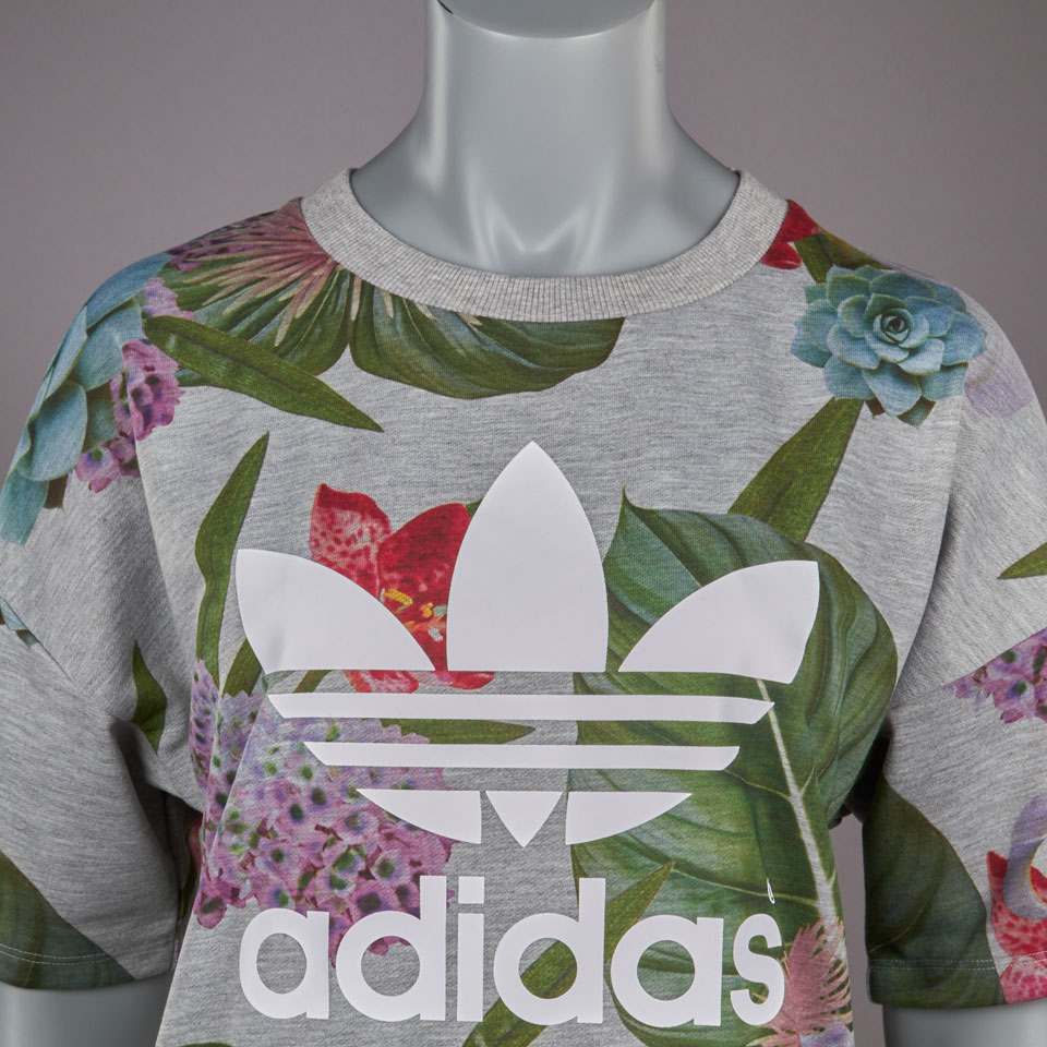 Adidas Womens Originals Training Box Tees AJ8889 Floral Boxy Tees
