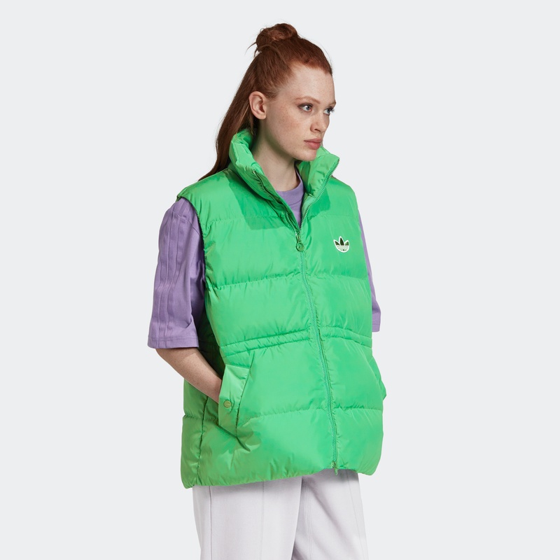 Original Adidas Womens Down Vest GD2521 Green Puffer Down Winter Coat Vest