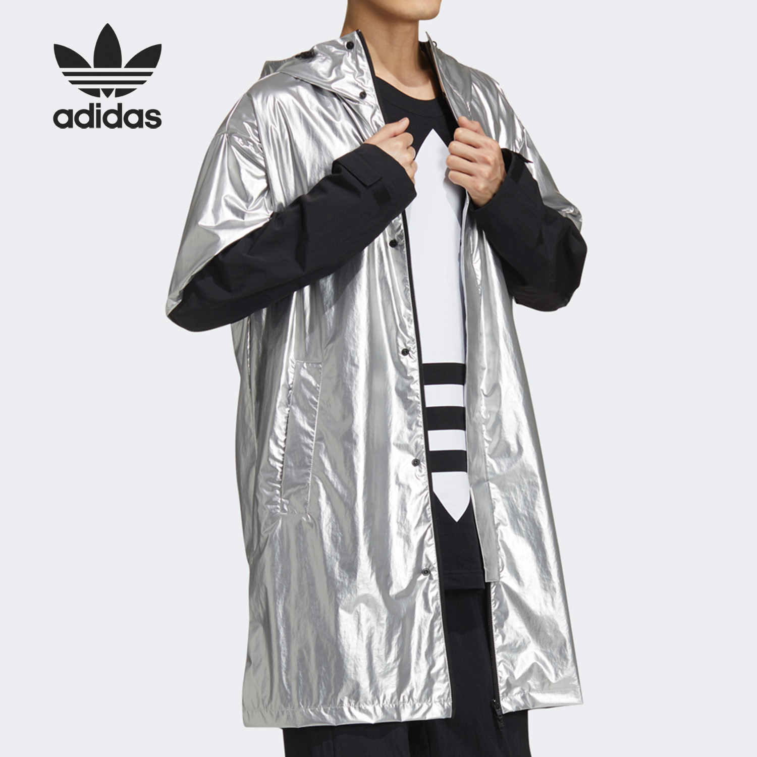 Original Adidas Mens Liquid Metal Windbreker Hoody GT7292 Long Jacket
