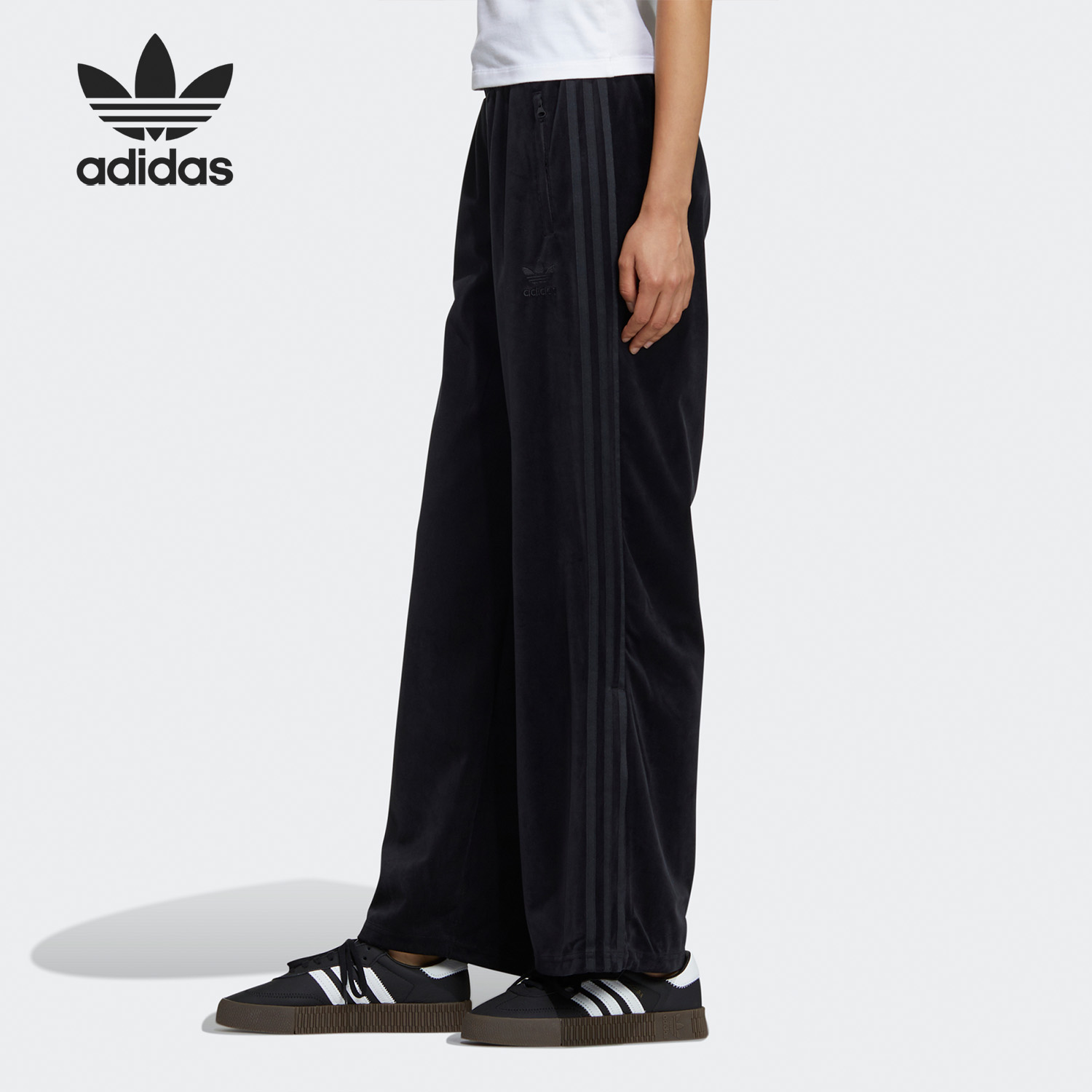 Adidas Original Womens Pink GV2927 Velour Track Pants GV2926 Black Velour Track Jogger Pants