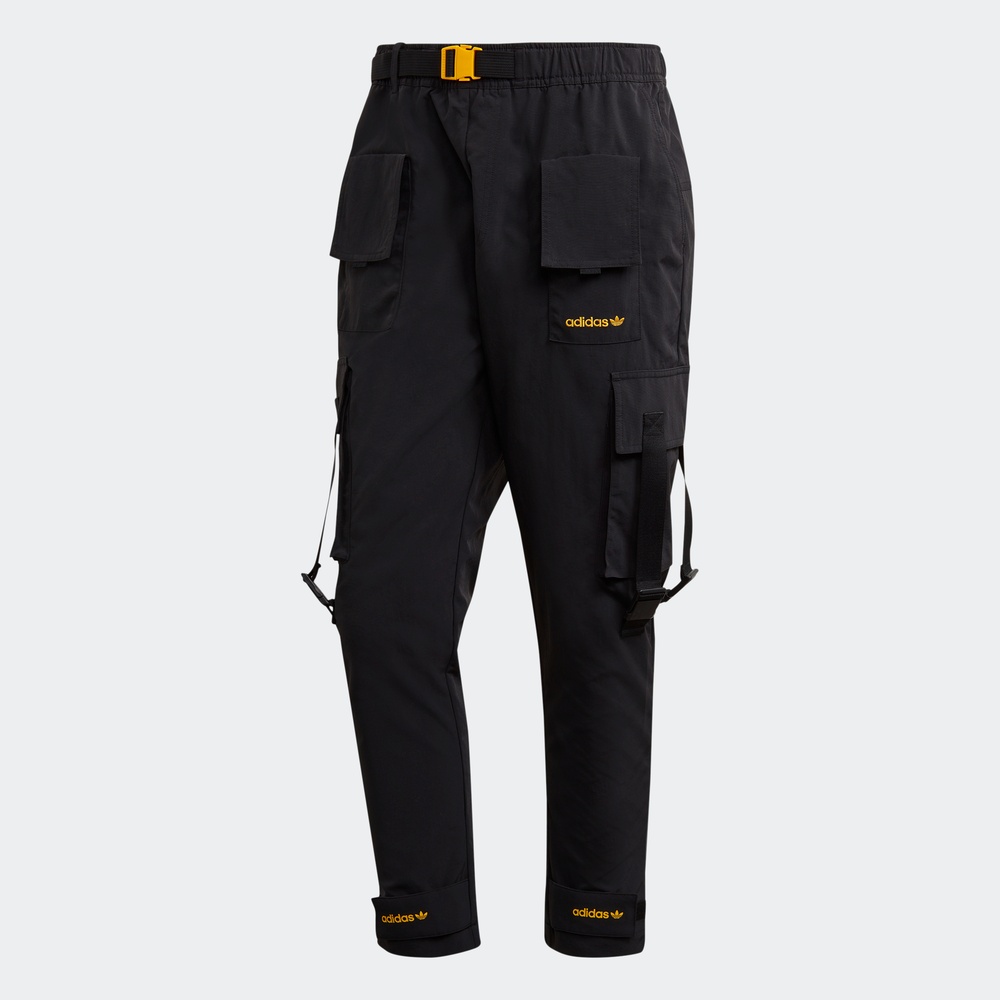 Adidas Original Mens Tech Pants GJ6719 Cargo Sweat Pants Joggers Adjustable Belt Black Pants