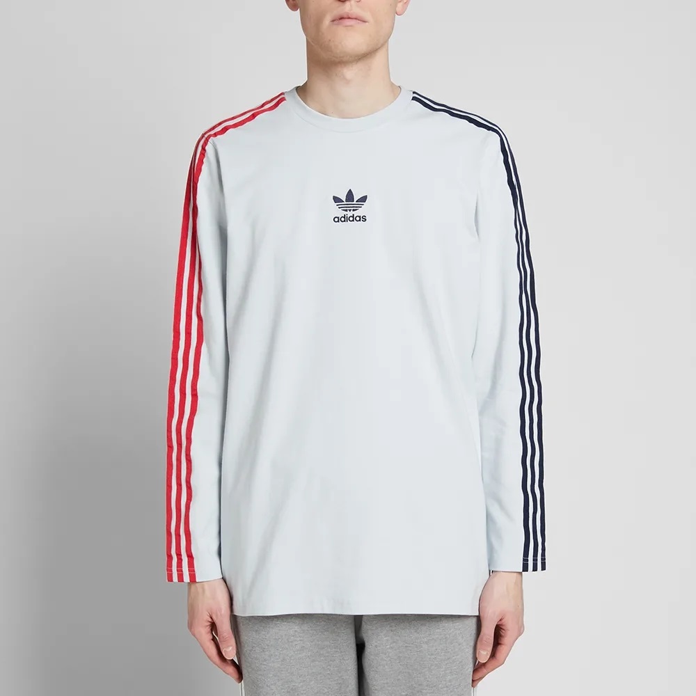 Adidas Long Sleeve Sportive Stripe Tee Clear Grey EC3672 Long Tees