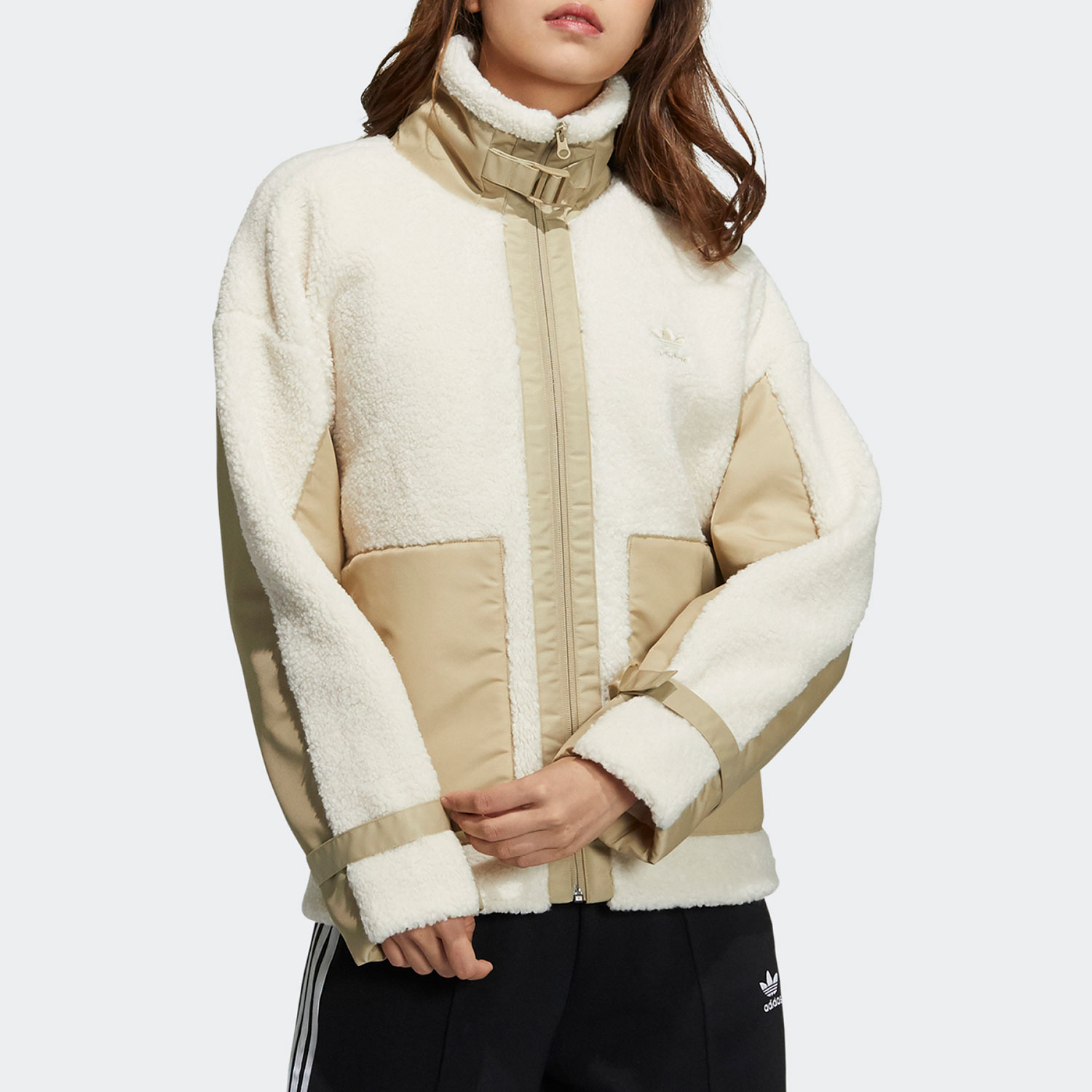 Adidas Womens Original Fur Jacket HC6603 Winter SHERPA BIKER Coat