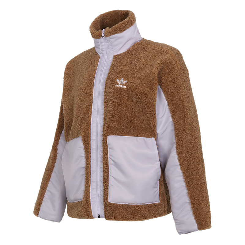 Adidas Womens Original Fur Jacket HC6604 Winter SHERPA BIKER Khaki Coat