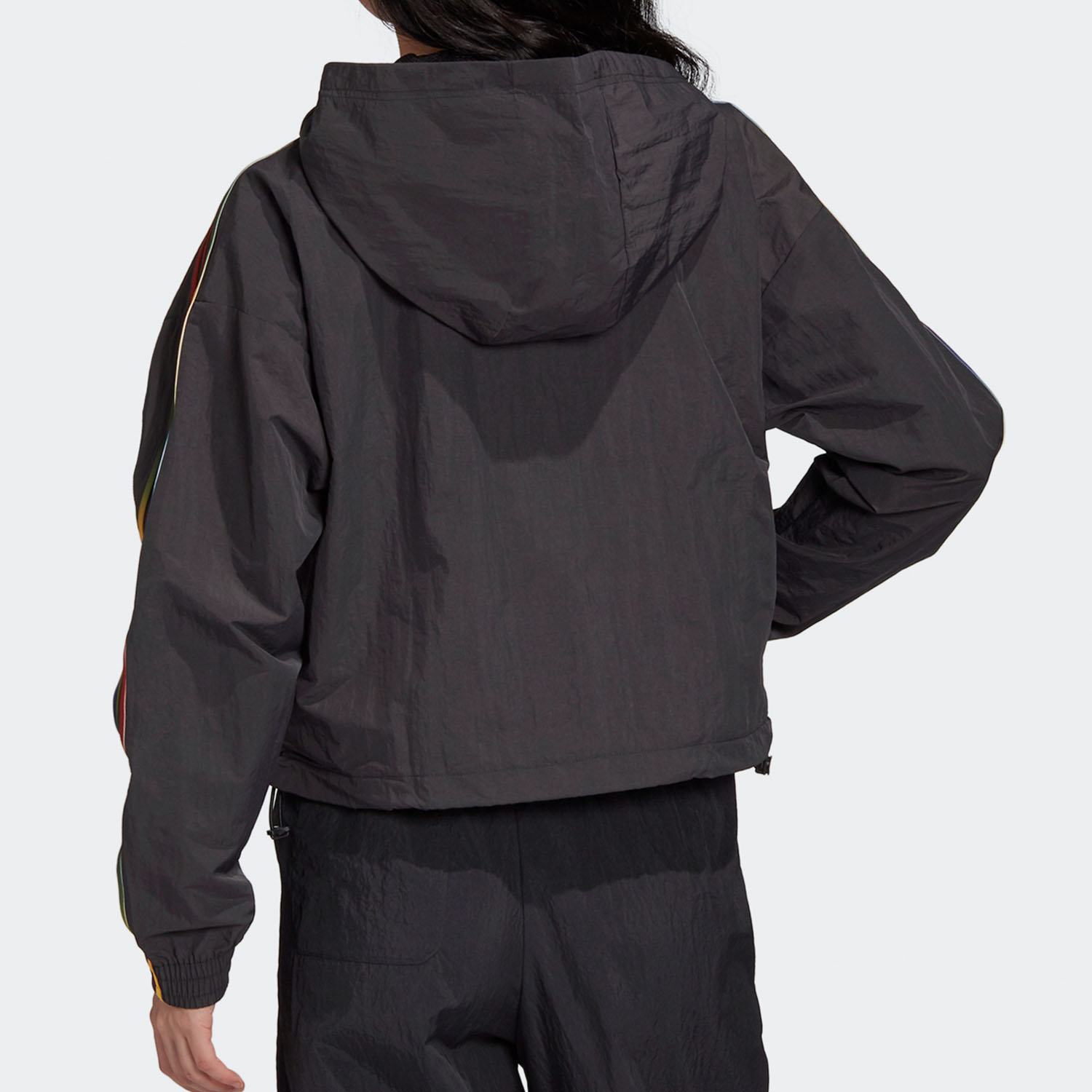 Adidas Originals Womens Hoodie Black GD2262 Adicolor Half-Zip Crop Top