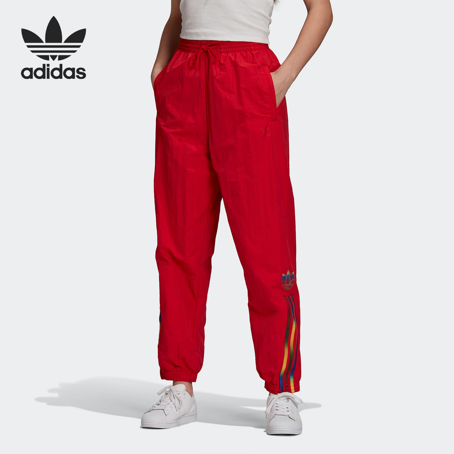 Adidas Adicolor Half-Zip Crop Top Red GJ7717 Jacket GJ7718 Pants Full Suits 