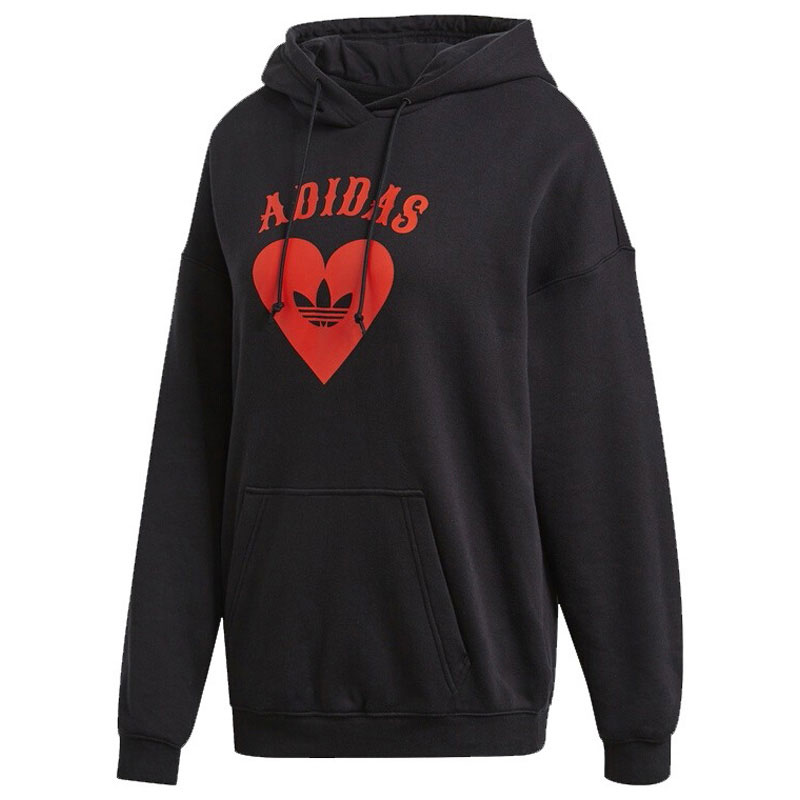 Adidas Heart Hoodie Black FH8566 Womens V-Day...