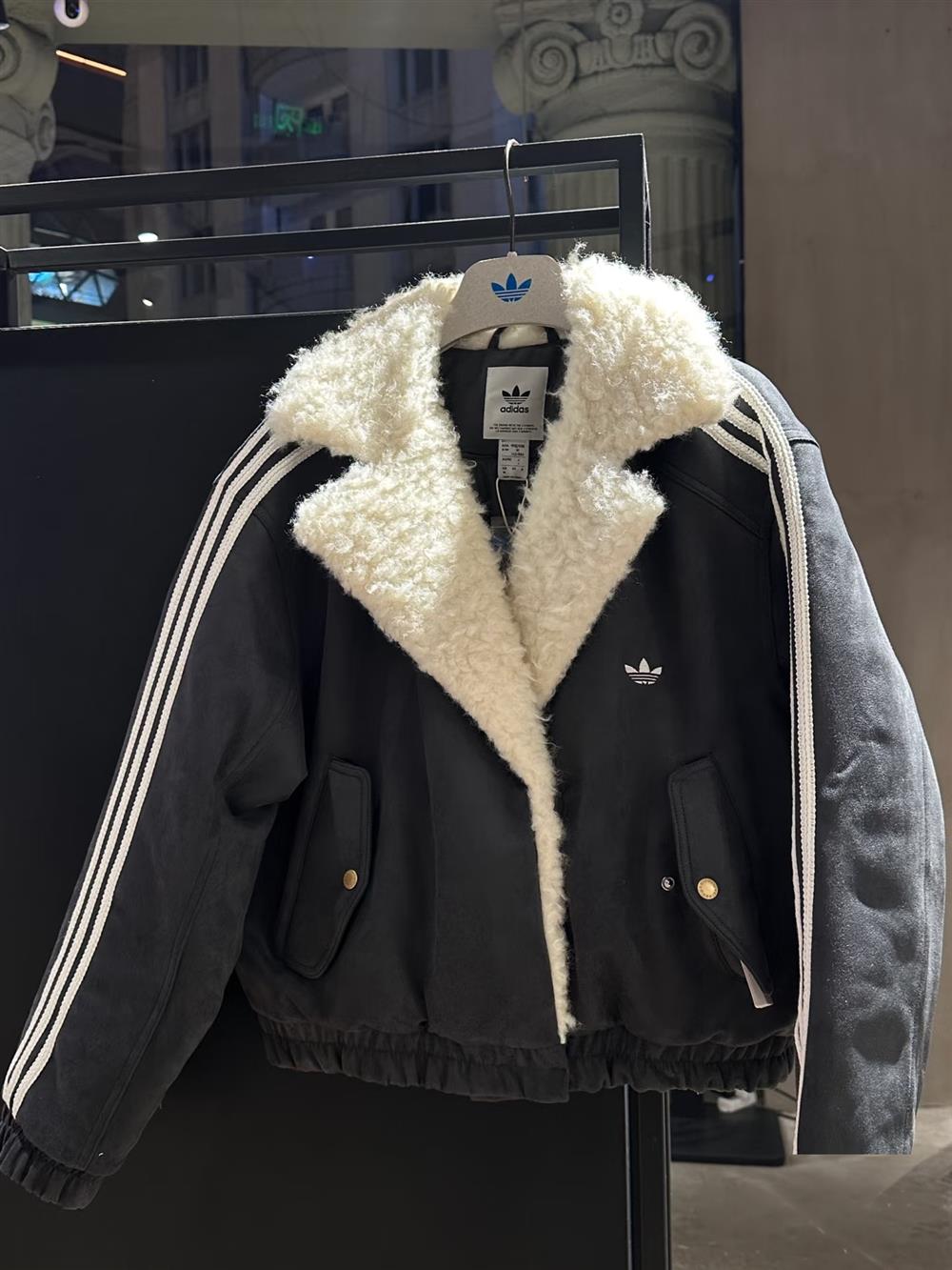 Adidas Originals Year of the Snake Fleece Collar Jacket Women's Gray JL8438 Black JL8439 Short Jacket